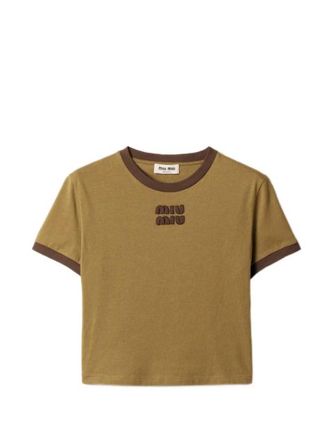 Miu Miu embroidered logo T-shirt - Green - zdjęcie produktu nr 1