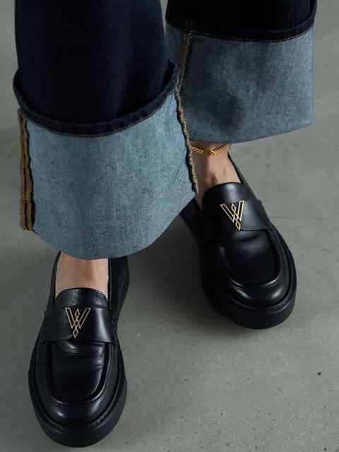 Vanda Novak mokasyny skórzane Kayla damskie kolor czarny na platformie - zdjęcie produktu nr 2