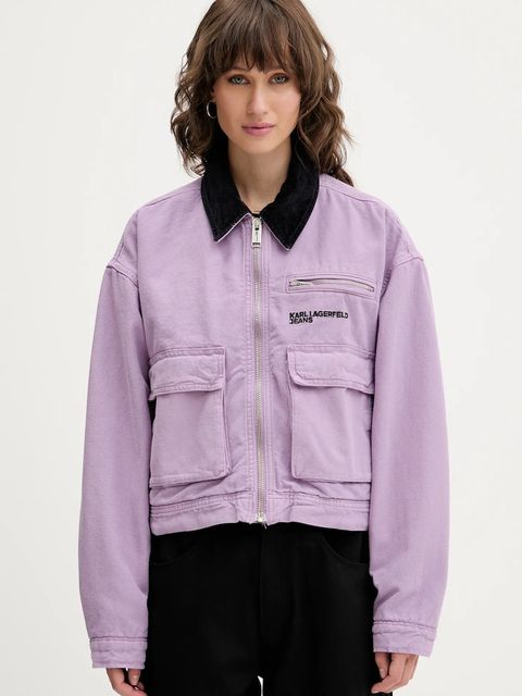Karl Lagerfeld Jeans kurtka bawełniana kolor fioletowy przejściowa oversize A3W14016 - zdjęcie produktu nr 1
