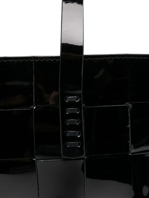 DRAGON DIFFUSION patent-leather-woven tote bag - Black
