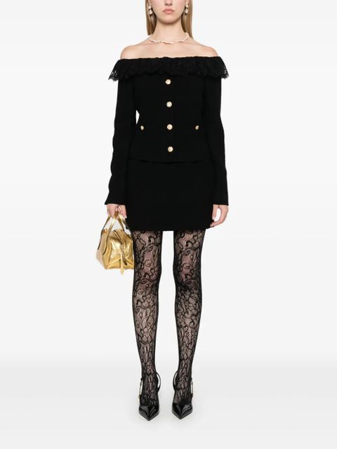 Alessandra Rich off-shoulder tweed jacket - Black - zdjęcie produktu nr 2