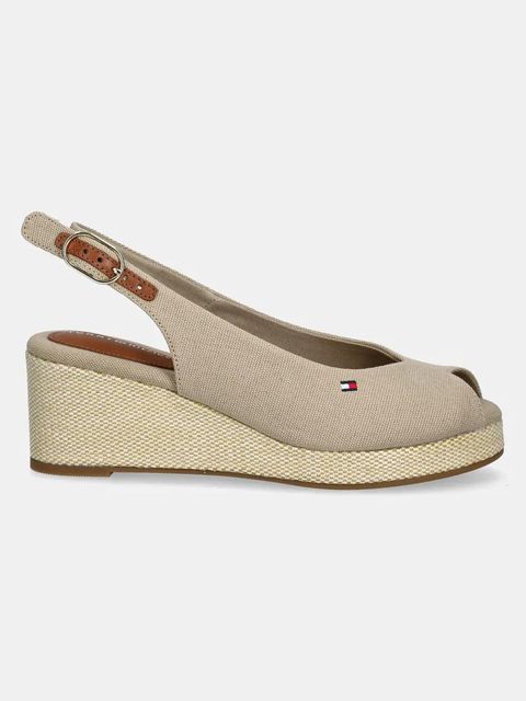 Tommy Hilfiger sandały FLAG MID WEDGE ESPAD SLINGBACK kolor beżowy FW0FW08595