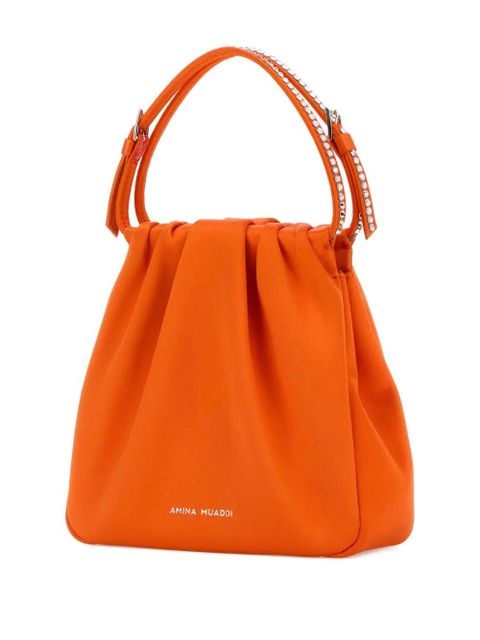 Amina Muaddi mini pleated tote bag - Orange
