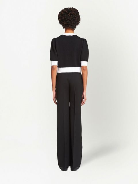 Prada logo-embroidered cropped jumper - Black