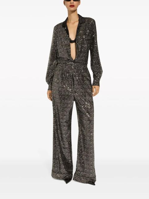 Dolce & Gabbana sequinned wide-leg trousers - Black - zdjęcie produktu nr 2