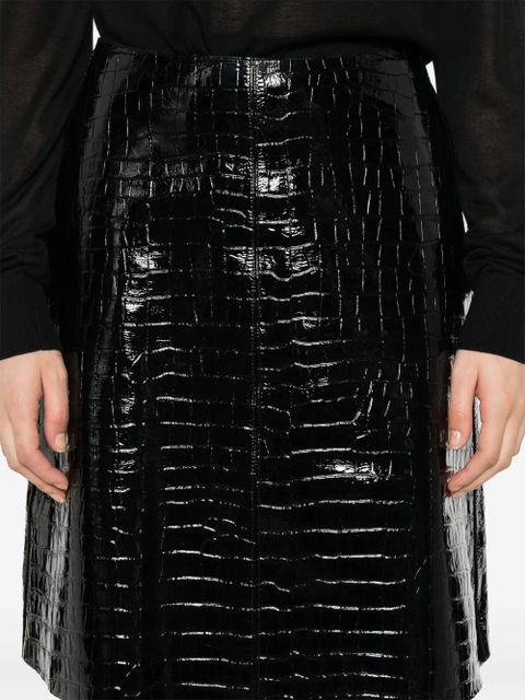 TOTEME crocodile-embossed skirt - Black