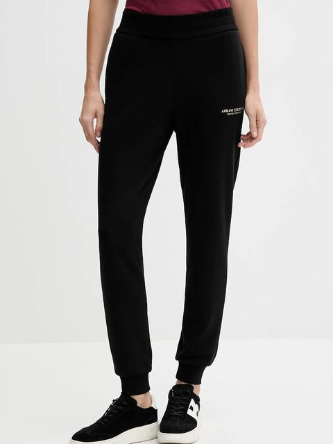 Armani Exchange spodnie dresowe bawełniane damskie kolor czarny gładkie XW001454 AF10830 - zdjęcie produktu nr 1