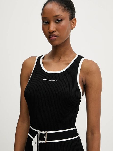 Karl Lagerfeld sukienka kolor czarny midi dopasowana A3W13039