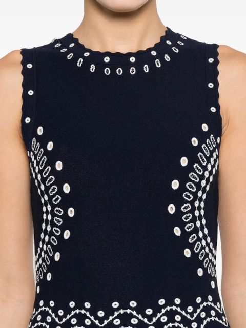 SANDRO embroidered knitted dress - Blue