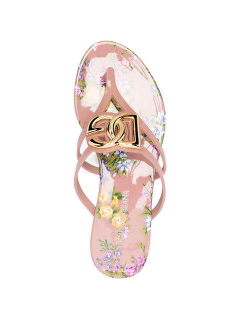 Dolce & Gabbana floral logo flip-flops - Pink