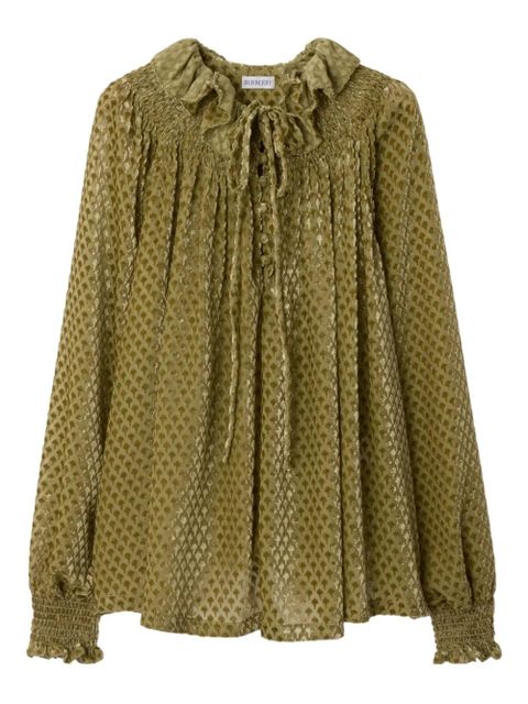 Burberry ruffled-collar velvet blouse - Green - zdjęcie produktu nr 1