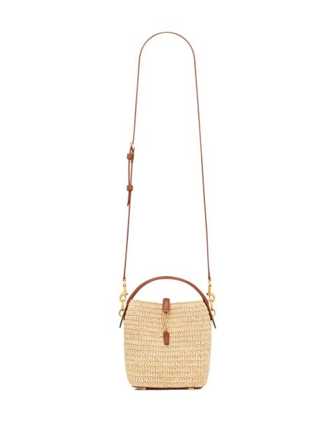 Saint Laurent mini LE 37 raffia bucket bag - Neutrals