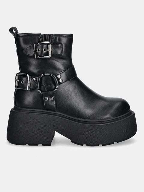 Buffalo botki Vicious Biker Short damskie kolor czarny na platformie 1270157-BLK