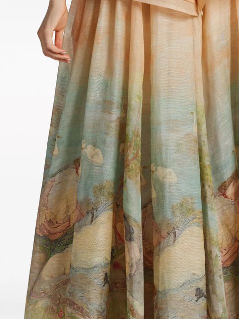 ZIMMERMANN Lyrical Endormies-print silk gown - Neutrals