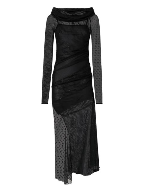 PINKO lace-detail cowl-neck maxi dress - Black - zdjęcie produktu nr 1
