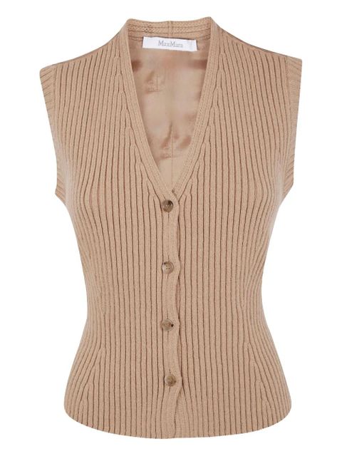 Max Mara V-neck ribbed-knit vest - Brown - zdjęcie produktu nr 1