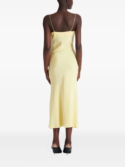 Balmain cowl-neck satin dress - Yellow