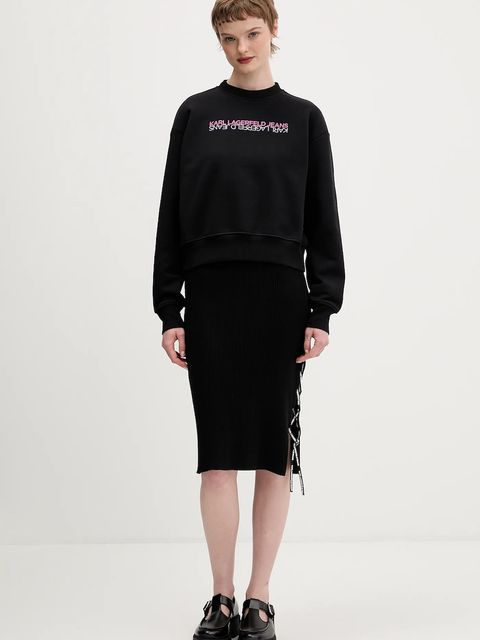 Karl Lagerfeld Jeans bluza bawełniana damska kolor czarny z nadrukiem B1W20041 - zdjęcie produktu nr 2