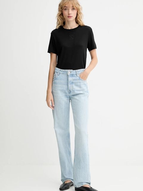 Calvin Klein t-shirt bawełniany damski kolor czarny LV044D201G - zdjęcie produktu nr 2