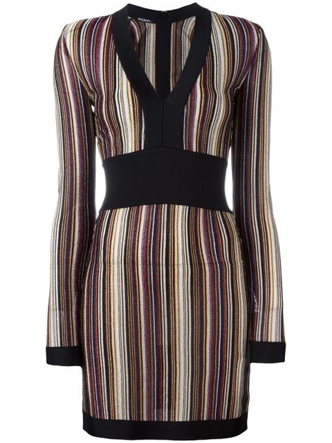 Balmain v-neck striped dress - Black - zdjęcie produktu nr 1