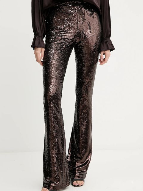 Silvian Heach spodnie FUNZAM damskie kolor brązowy dzwony high waist GPA25522PA - zdjęcie produktu nr 1