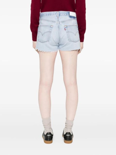 RE/DONE frayed-edges denim shorts - Blue