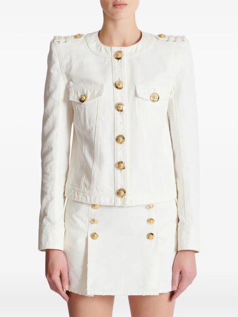 Balmain canvas cropped jacket - White