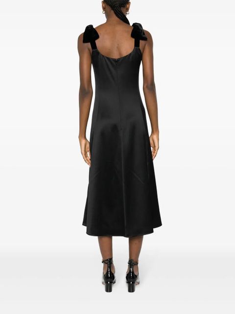 Chloé bow-embellished satin midi dress - Black