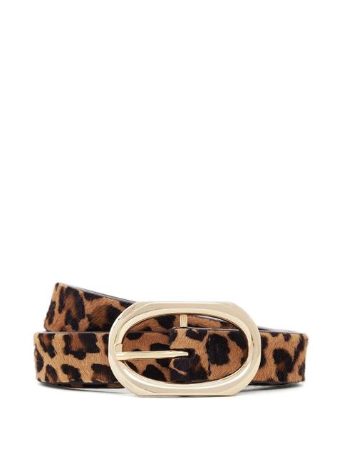 ANINE BING oval buckle leopard print belt - Neutrals