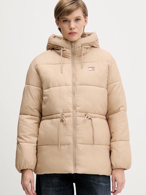 Tommy Jeans kurtka kolor beżowy zimowa oversize DW0DW21626 - zdjęcie produktu nr 1