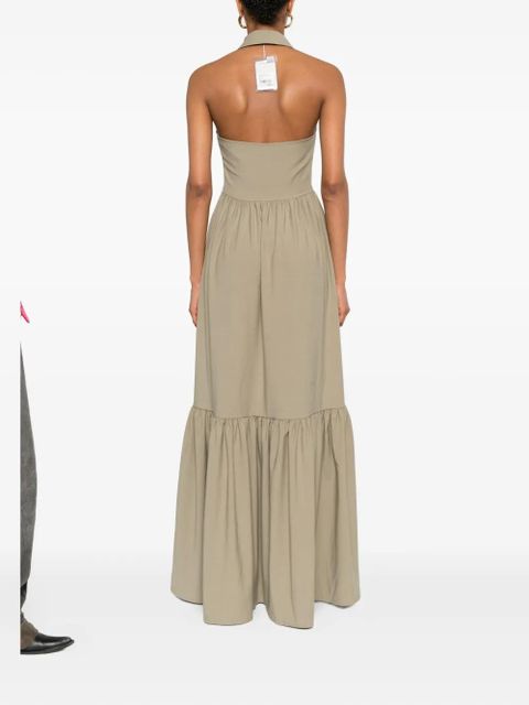 Self-Portrait belted halterneck dress - Neutrals