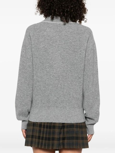 SANDRO polo-collar patch-pocket jumper - Grey