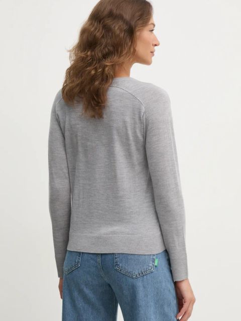 United Colors of Benetton sweter wełniany damski kolor szary lekki 11AHD402M