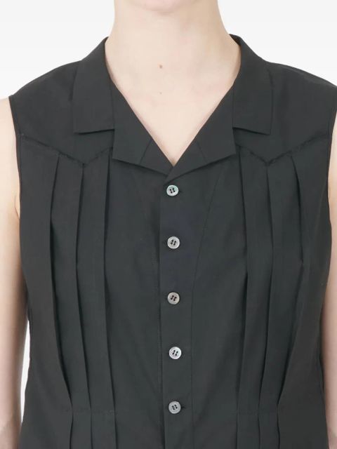 Maison Margiela pleated button-up vest - Black
