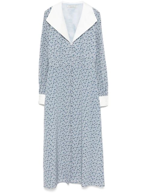 Alessandra Rich rose-print midi dress - Blue - zdjęcie produktu nr 1