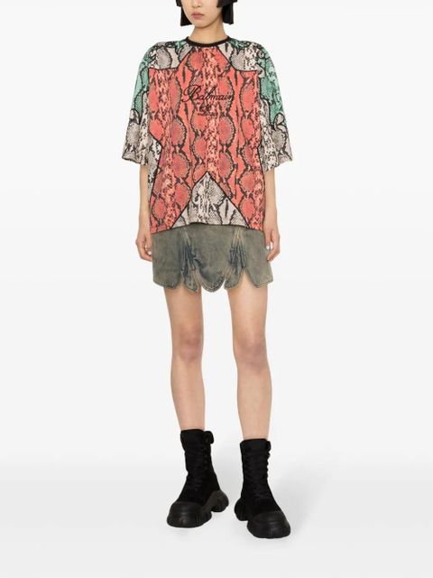 Balmain Python-print organic cotton T-shirt - Red - zdjęcie produktu nr 2