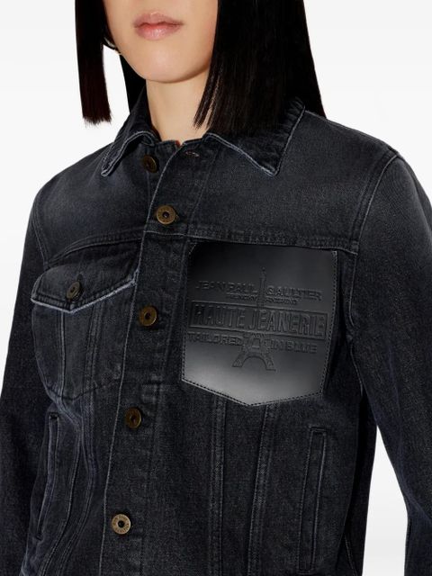 Jean Paul Gaultier Haute Jeanerie leather-pocket denim jacket - Black