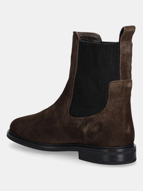 Tommy Hilfiger sztyblety zamszowe FLAG SUEDE CHELSEA BOOT damskie kolor brązowy na płaskim obcasie FW0FW08780