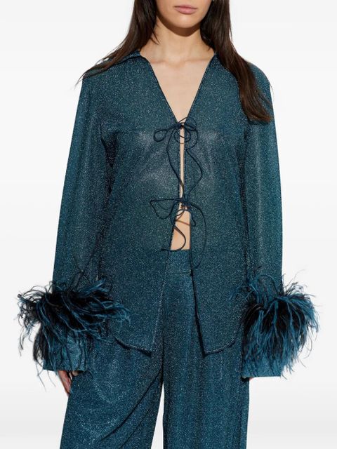 Oséree Lumière Plumage tie-fastening top - Blue - zdjęcie produktu nr 2