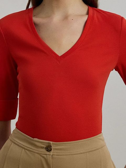 Lauren Ralph Lauren t-shirt bawełniany damski kolor czerwony 200815843