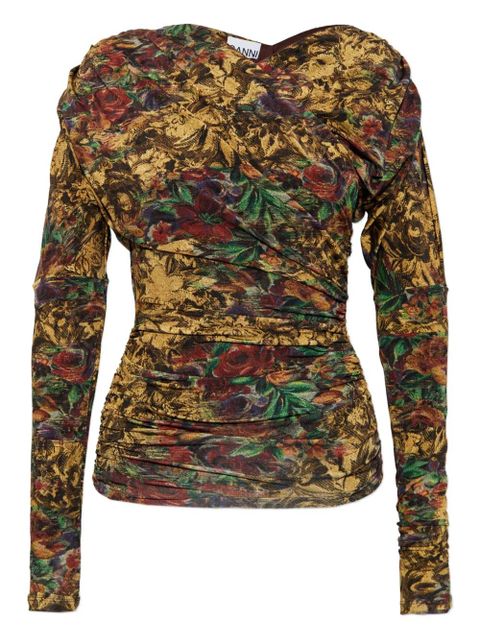 GANNI floral long-sleeve top - Neutrals - zdjęcie produktu nr 1