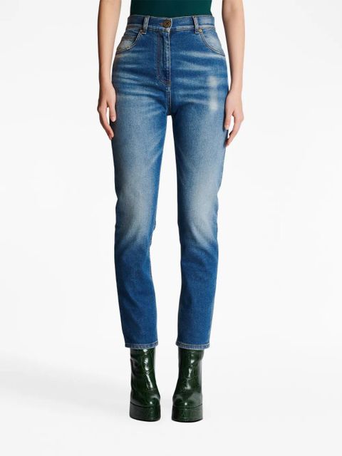 Balmain logo-plaque slim-cut jeans - Blue