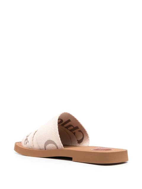 Chloé logo-embroidered slip-on sandals - Neutrals