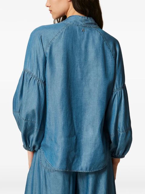 TWINSET balloon-sleeved denim shirt - Blue