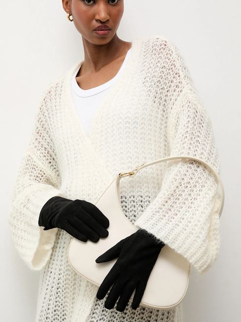 Answear.LAB rękawiczki zamszowe damskie kolor czarny - zdjęcie produktu nr 1