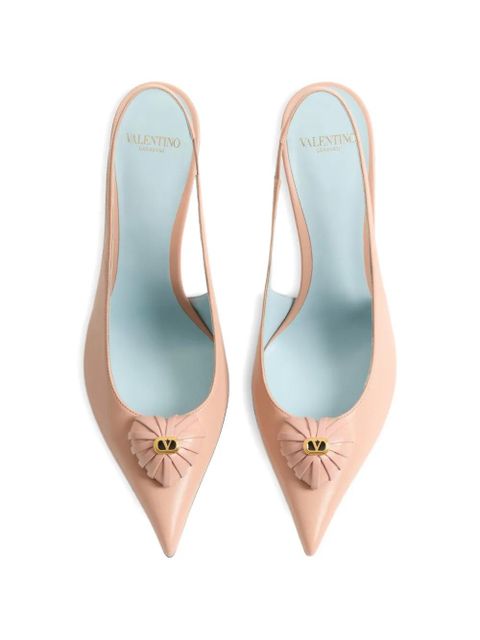 Valentino Garavani Coeur Royal slingback pumps in kidskin 100mm - Pink