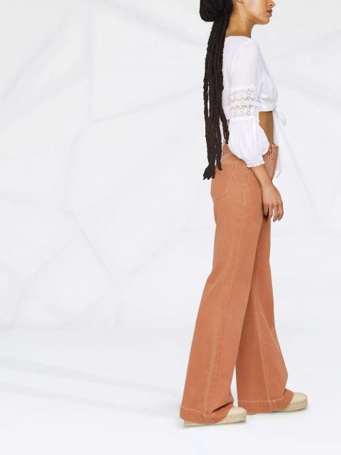 Charo Ruiz Ibiza Vania lace-trim knotted blouse - White - zdjęcie produktu nr 2