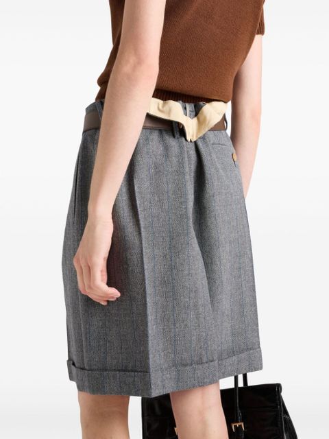 Prada pinstriped wool miniskirt - Grey