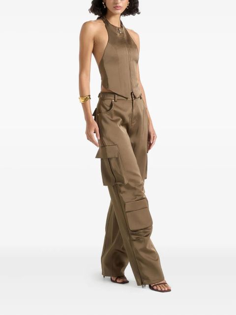 Manière De Voir Emilie high-waisted satin cargo trousers - Green - zdjęcie produktu nr 2