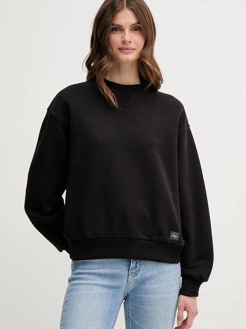Calvin Klein Jeans bluza bawełniana damska kolor czarny gładka LV047B238G - zdjęcie produktu nr 1